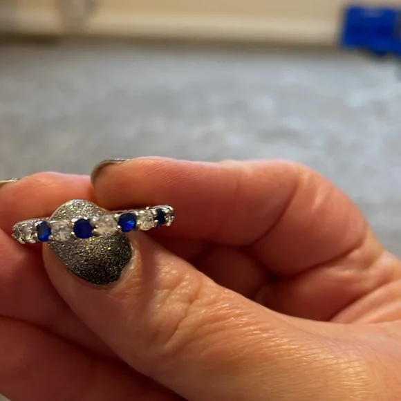 Sapphire and clear eternity ring Size 10 - Picture 2 of 8